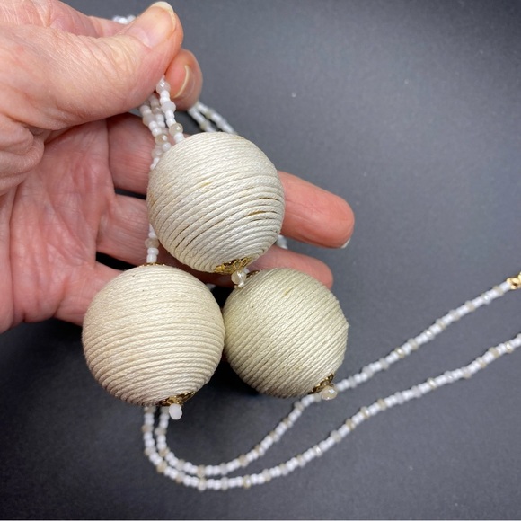 Boho Seed Bead Long Chunky Natural Seisal Balls Necklace - Picture 3 of 8